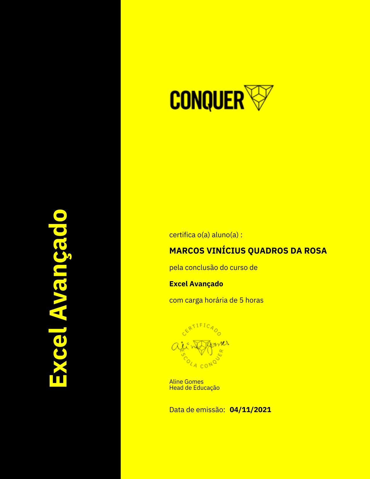 Certificado de Excel Avançado